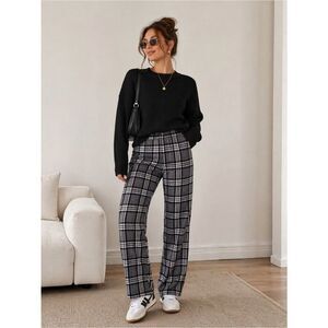 Lily Star Black & White Plaid Trousers